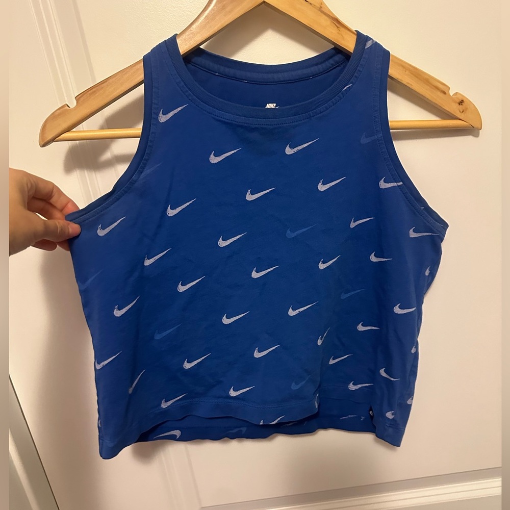 Nike swoosh crop racerback tank. Blue, women’s small